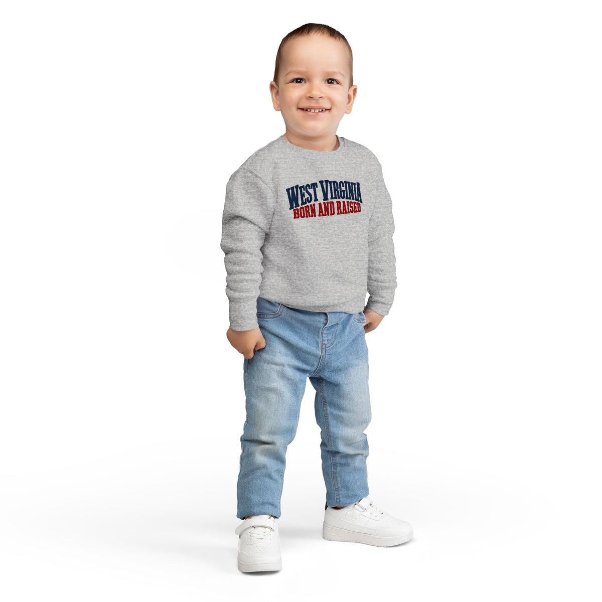 West Virginia Born and Raised Classic Americana Unisex Toddler Sweatshirt