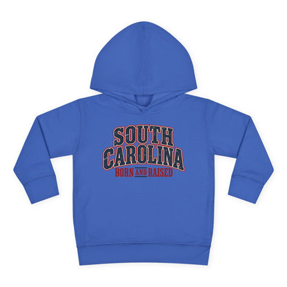 South Carolina Born and Raised Southern Americana Unisex Toddler Pullover Fleece Hoodie