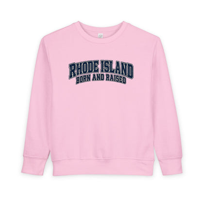 Rhode Island Born and Raised Old-School Athletic Unisex Toddler Sweatshirt
