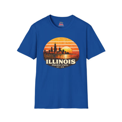 Illinois Skyline Sunset Unisex Softstyle T Shirt State Pride Graphic Tee Collections FS03