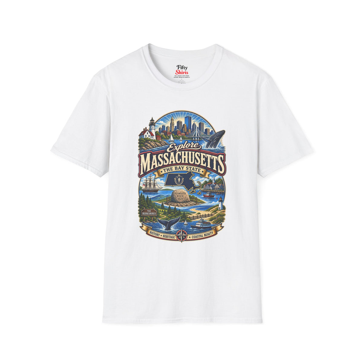 Explore Massachusetts Unisex Softstyle T Shirt State Pride Graphic Tee Collections FS03