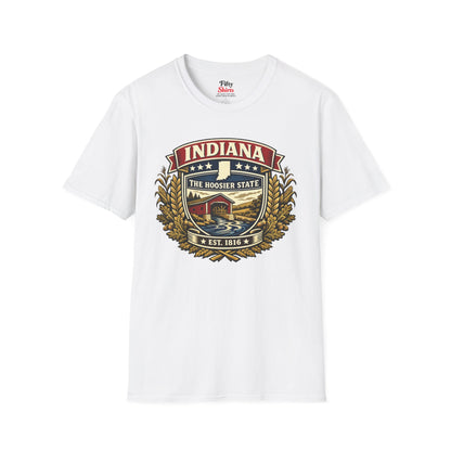 Indiana Heritage Badge Unisex Softstyle T Shirt State Pride Graphic Tee Collections FS03