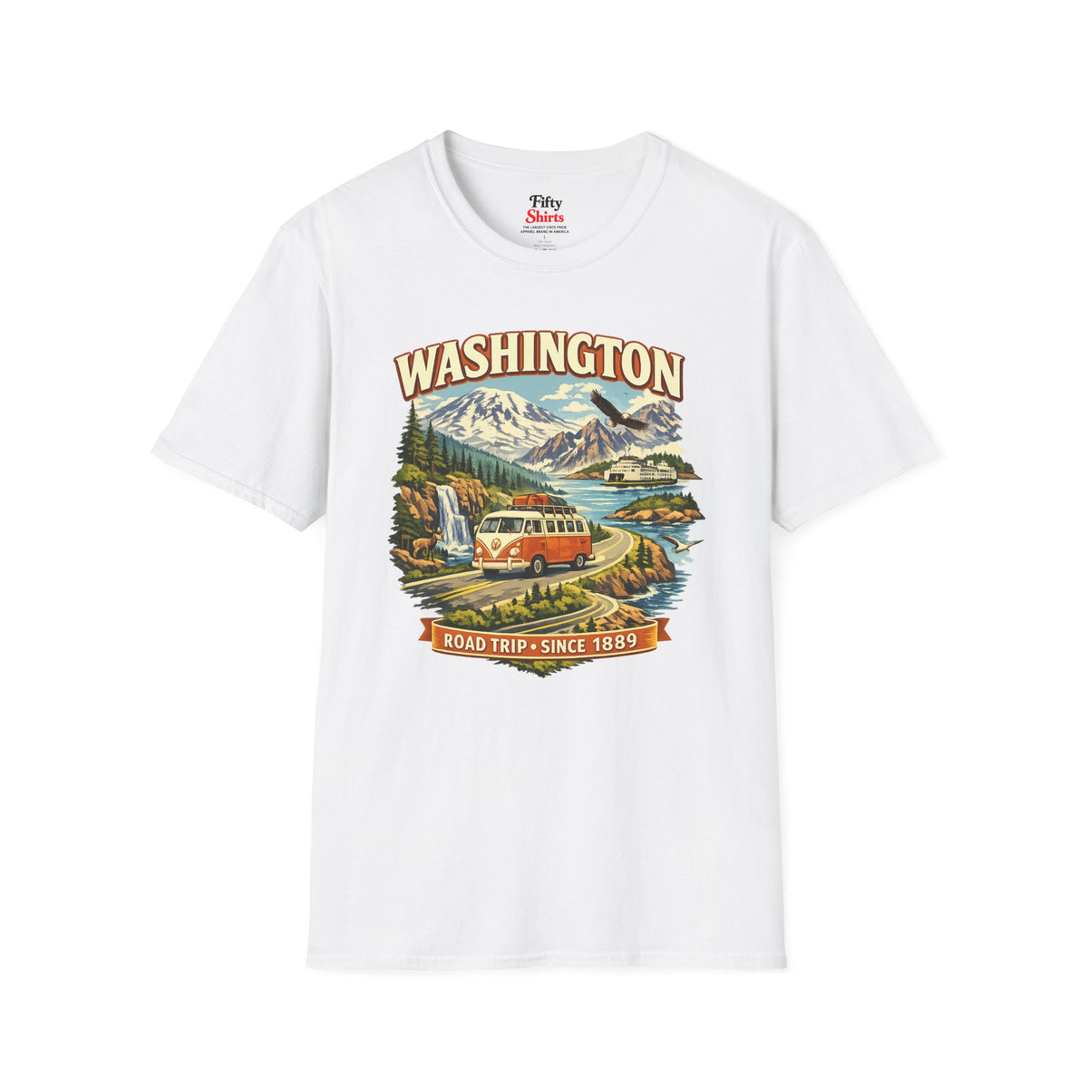 Washington Roadtrip Unisex Softstyle T Shirt State Pride Graphic Tee Collections FS03