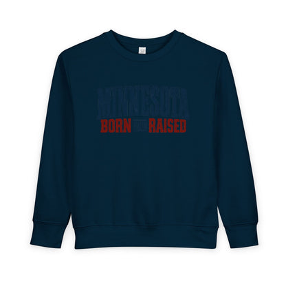 Minnesota Born and Raised Rustic Americana Unisex Toddler Sweatshirt