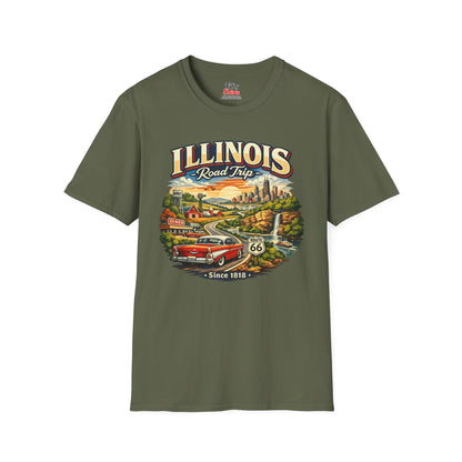 Illinois Road Trip Unisex Softstyle T Shirt State Pride Graphic Tee Collections FS03