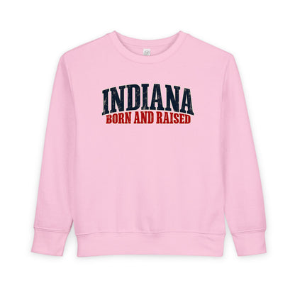Indiana Born and Raised Midwest Americana Unisex Toddler Sweatshirt