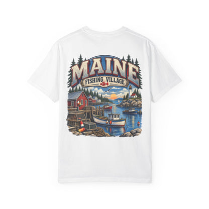 Maine Fishing Village Unisex Comfort Color 1717 Streetwear Graphic Tee