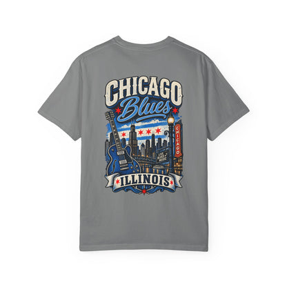 Chicago Illinois Blues Streetwear Unisex Comfort Color 1717 Streetwear Graphic Tee