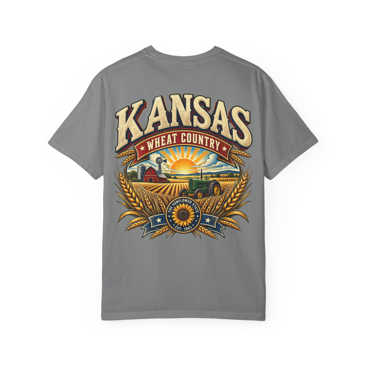 Kansas Wheat Country Unisex Comfort Color 1717 Streetwear Graphic Tee