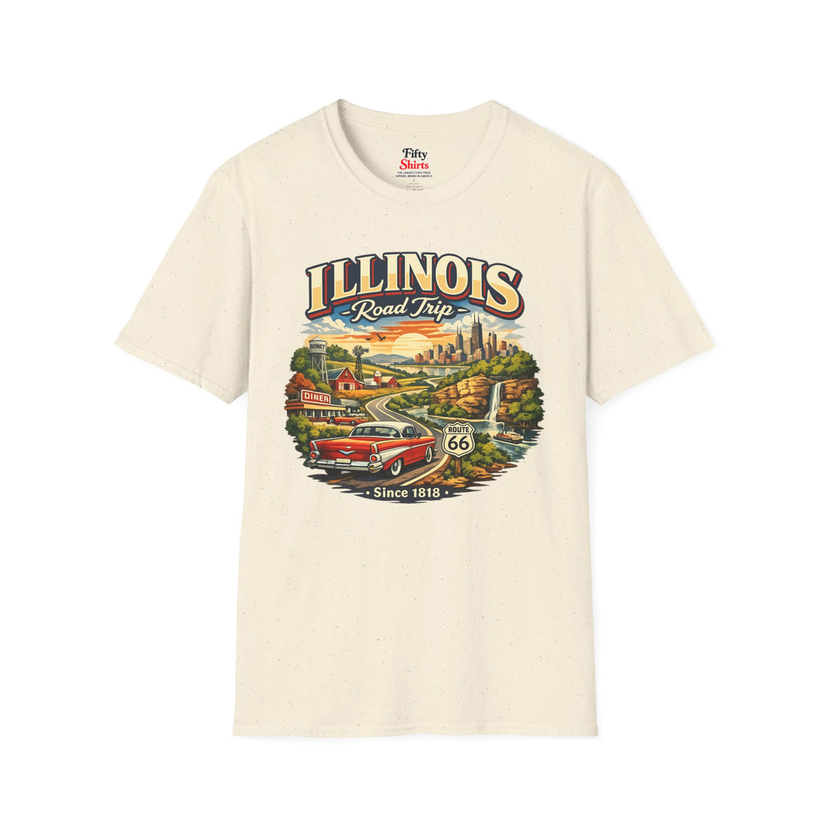 Illinois Road Trip Unisex Softstyle T Shirt State Pride Graphic Tee Collections FS03