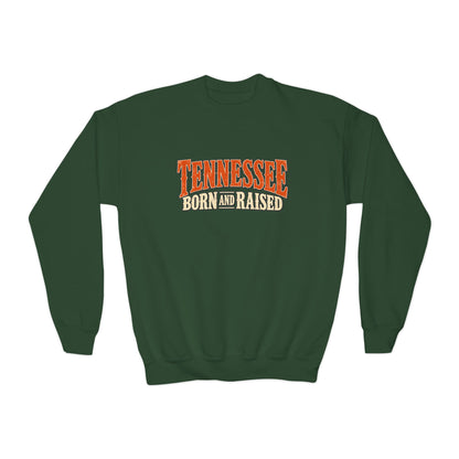 Tennessee Born and Raised Old-School Souvenir Unisex Youth Crewneck Sweatshirt Graphic
