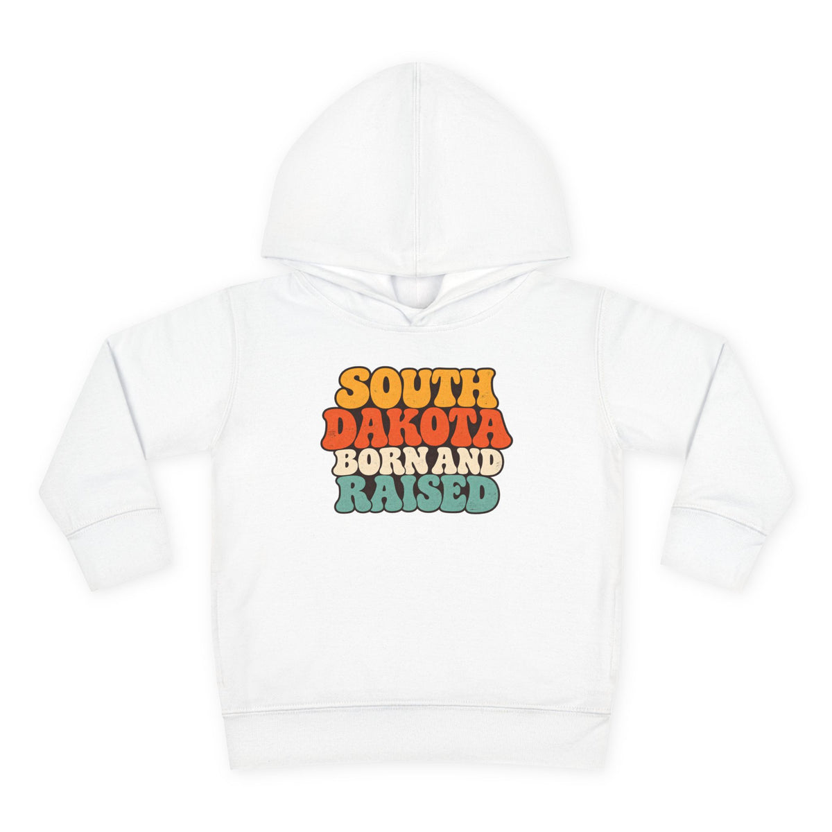 South Dakota Born and Raised Retro 1970s Unisex Toddler Pullover Fleece Hoodie