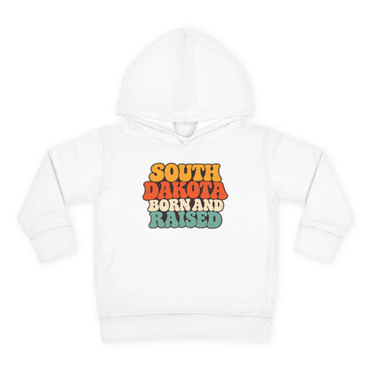 South Dakota Born and Raised Retro 1970s Unisex Toddler Pullover Fleece Hoodie
