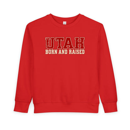 Utah Born and Raised Vintage Athletic Unisex Toddler Sweatshirt