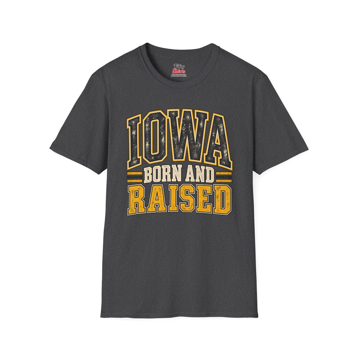 Iowa Born and Raised Unisex Softstyle T Shirt State Name Graphic Tee
