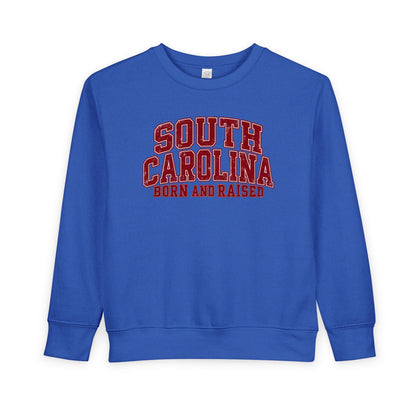 South Carolina Born and Raised Vintage Collegiate Unisex Toddler Sweatshirt