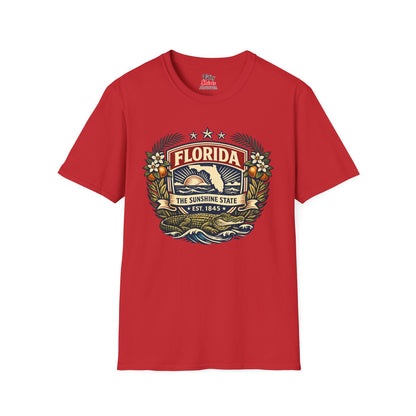 Florida Heritage Badge Unisex Softstyle T Shirt State Pride Graphic Tee Collections FS03