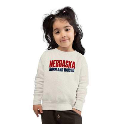 Nebraska Born and Raised Minimal Heritage Unisex Toddler Sweatshirt Graphic