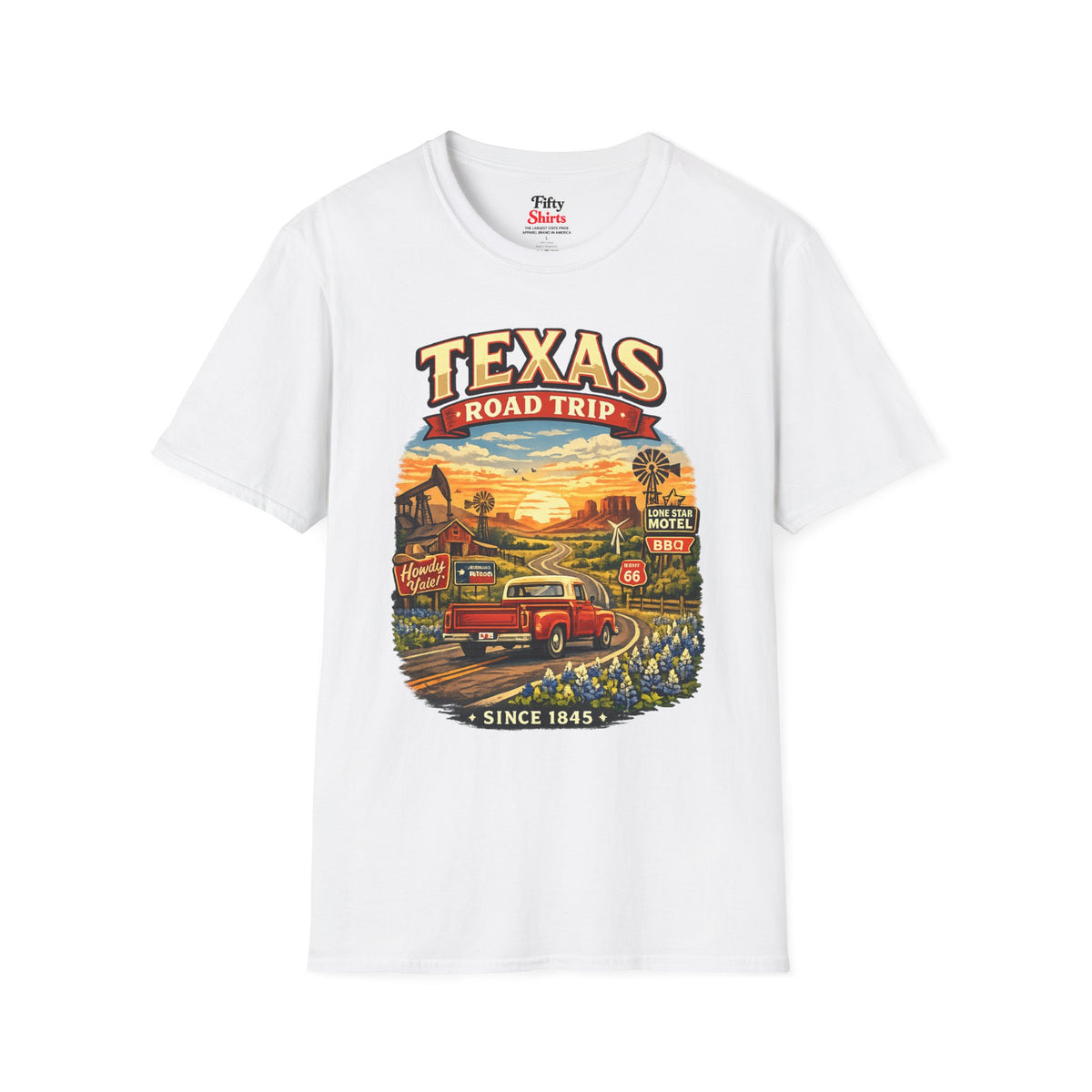 Texas Roadtrip Unisex Softstyle T Shirt State Pride Graphic Tee Collections FS03