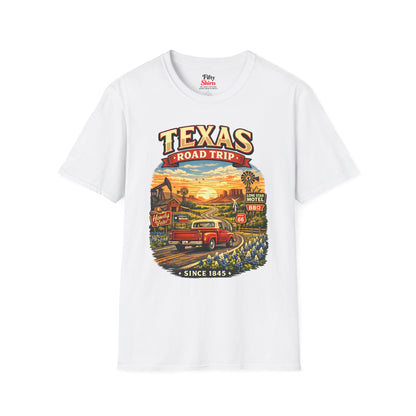 Texas Roadtrip Unisex Softstyle T Shirt State Pride Graphic Tee Collections FS03
