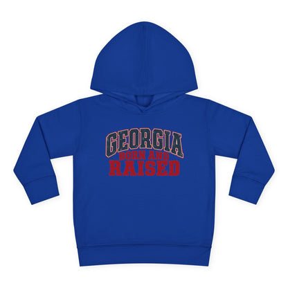 Georgia Born and Raised Rustic Southern Unisex Toddler Pullover Fleece Hoodie