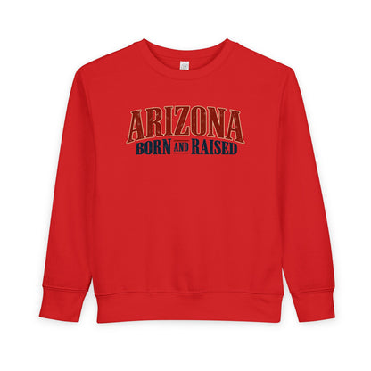 Arizona Born and Raised  Premium Desert Heritage Unisex Toddler Sweatshirt