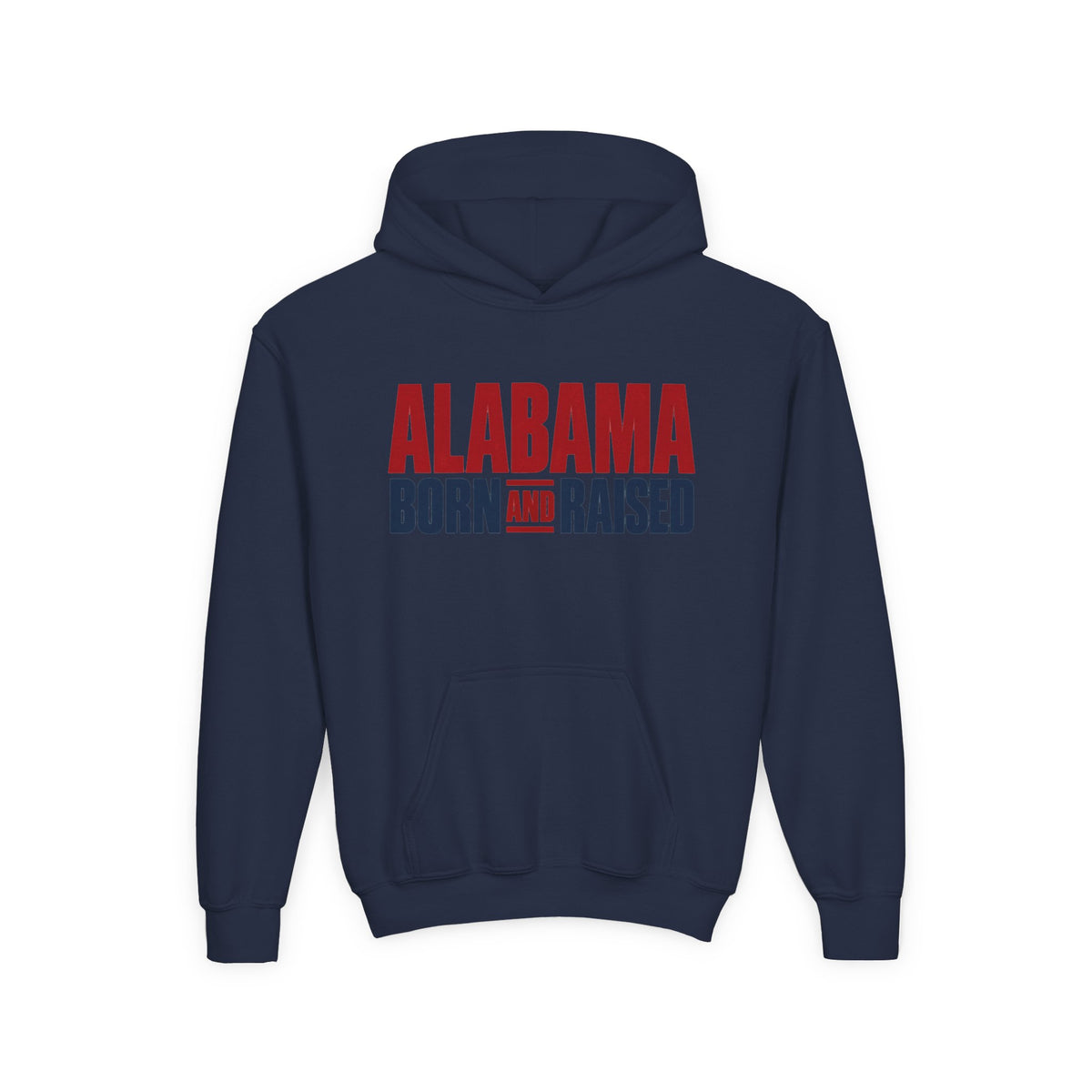 Alabama Born and Raised Minimal Heritage Unisex Youth Heavy Blend Hooded Sweatshirt Graphic