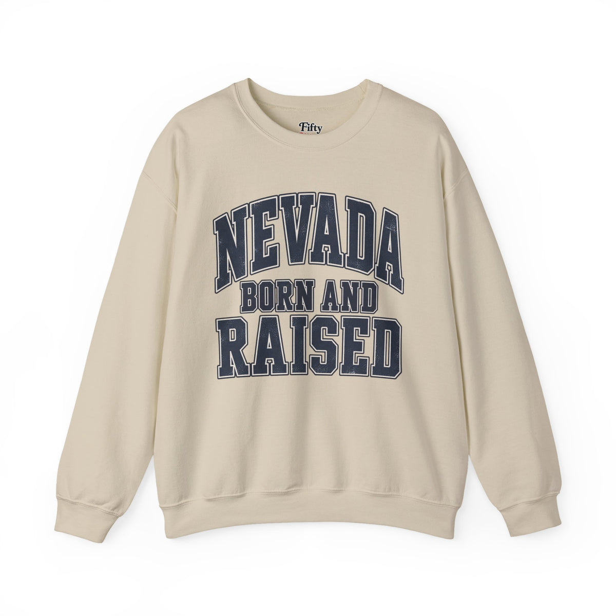 Nevada Born and Raised Unisex Crewneck Sweatshirt State Name Graphic