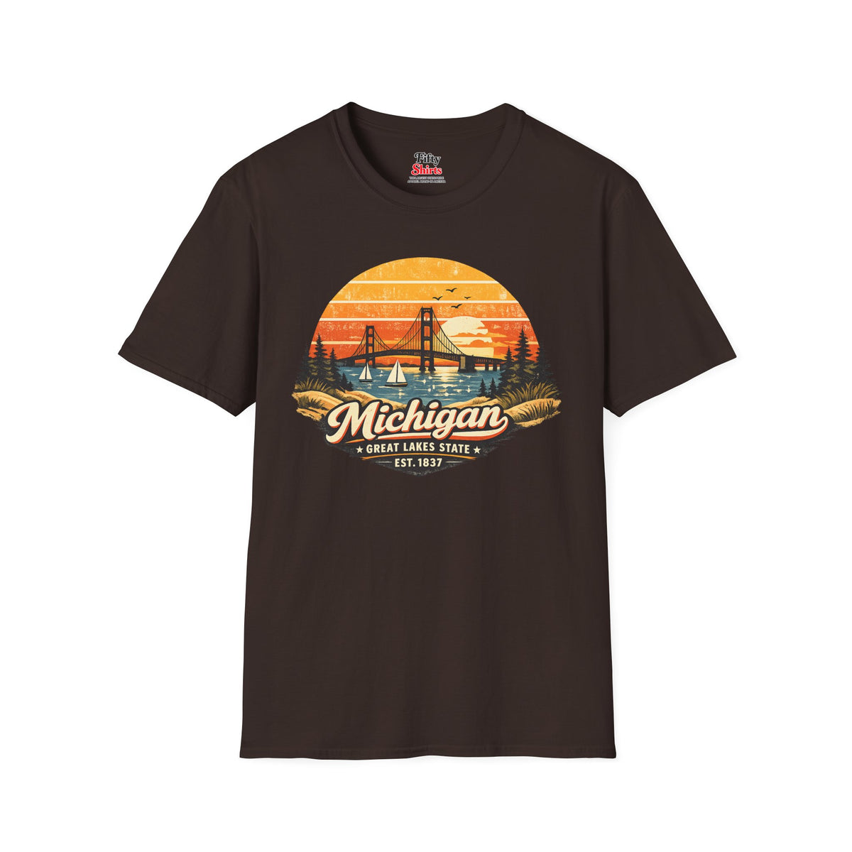Michigan Lakeside Sunset Unisex Softstyle T Shirt State Pride Graphic Tee Collections FS03