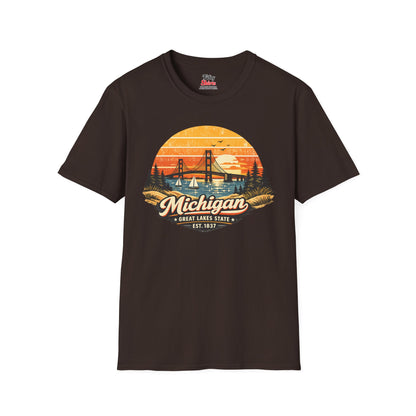 Michigan Lakeside Sunset Unisex Softstyle T Shirt State Pride Graphic Tee Collections FS03