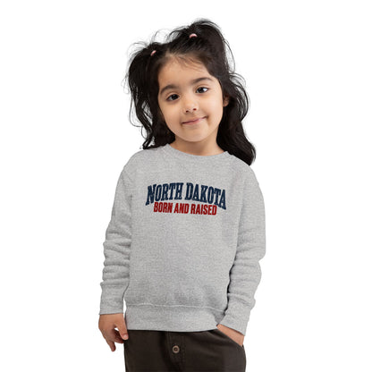 North Dakota Born and Raised Classic Prairie Souvenir Unisex Toddler Sweatshirt