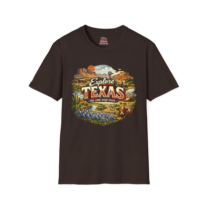 Explore Texas Unisex Softstyle T Shirt State Pride Graphic Tee Collections FS03