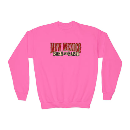 New Mexico Born and Raised Southwestern Heritage Unisex Youth Crewneck Sweatshirt Graphic