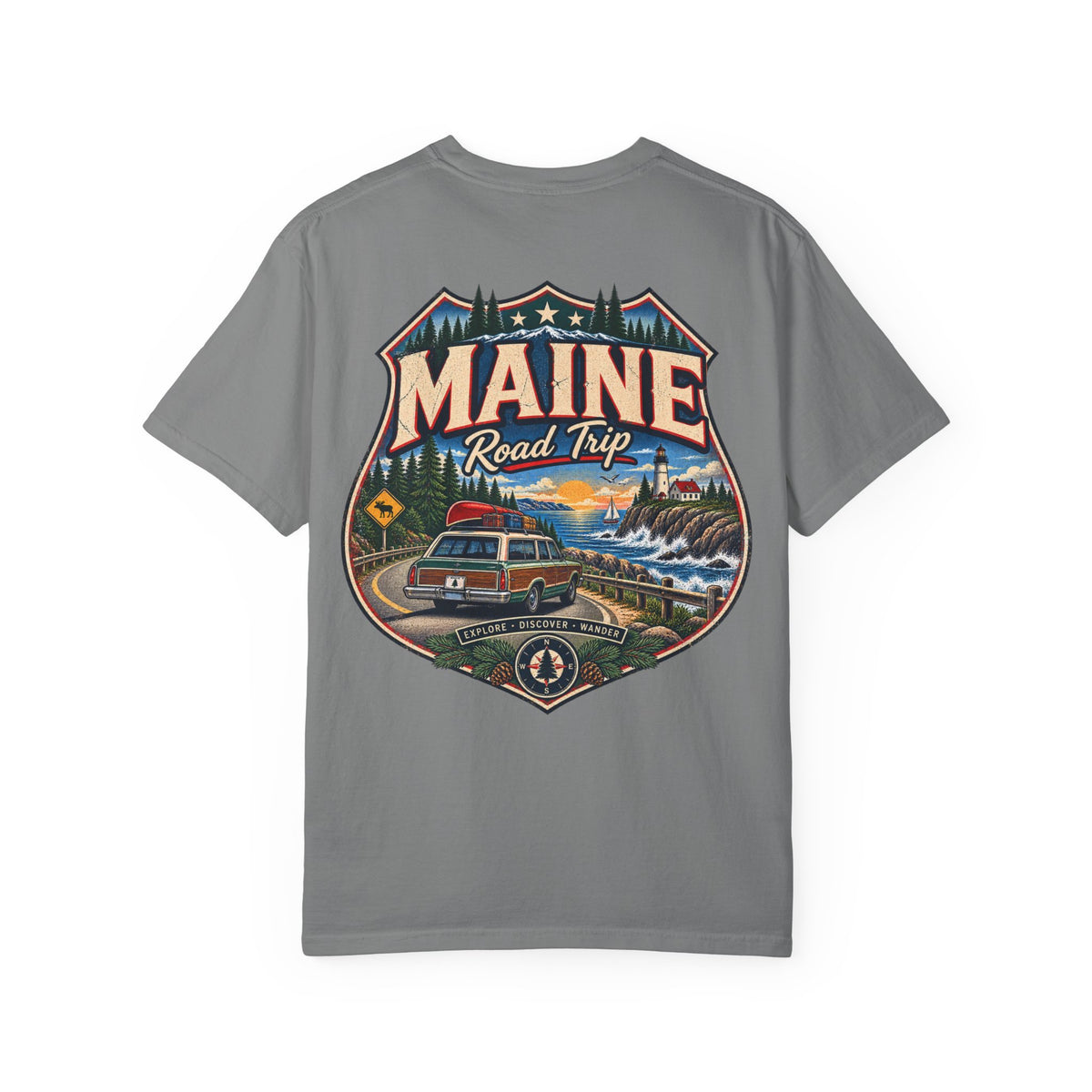 Maine Road Trip Unisex Comfort Color 1717 Streetwear Graphic Tee