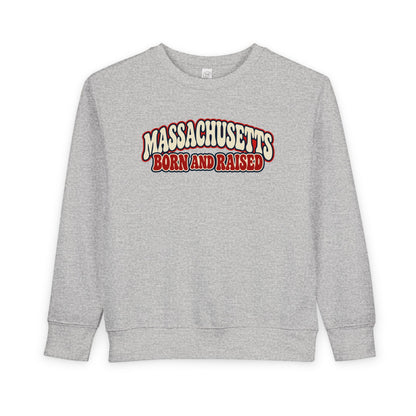 Massachusetts Born and Raised Retro 1970s Unisex Toddler Sweatshirt