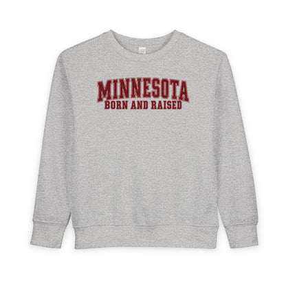 Minnesota Born and Raised Vintage Collegiate Unisex Toddler Sweatshirt