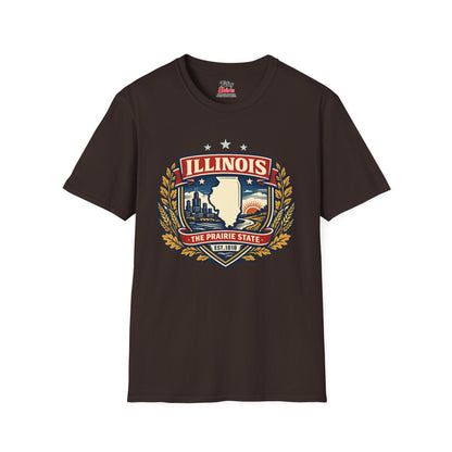 Illinois Heritage Badge Unisex Softstyle T Shirt State Pride Graphic Tee Collections FS03