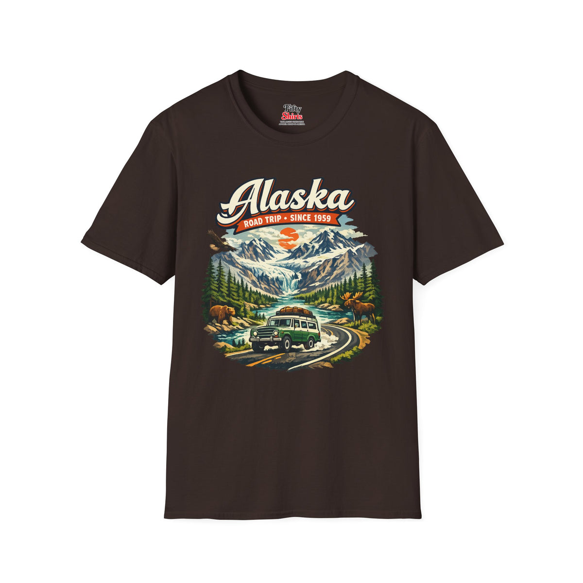 Alaska Wilderness Road Trip Unisex Softstyle T Shirt State Pride Graphic Tee Collections FS03