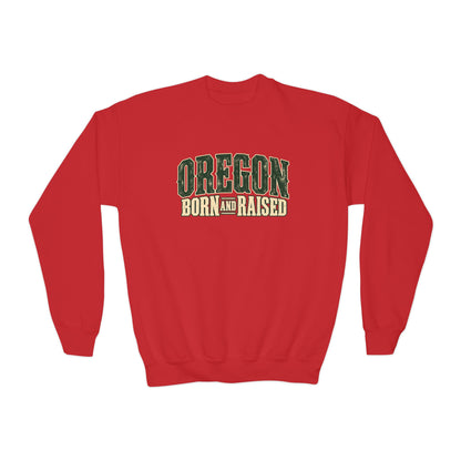Oregon Born and Raised Vintage PNW Heritage Unisex Youth Crewneck Sweatshirt Graphic