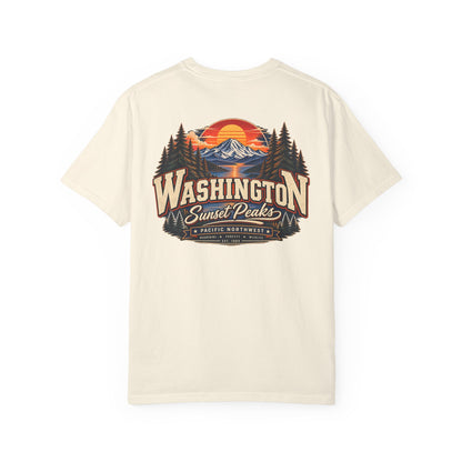 Washington Sunset Peaks Unisex Comfort Color 1717 Streetwear Graphic Tee