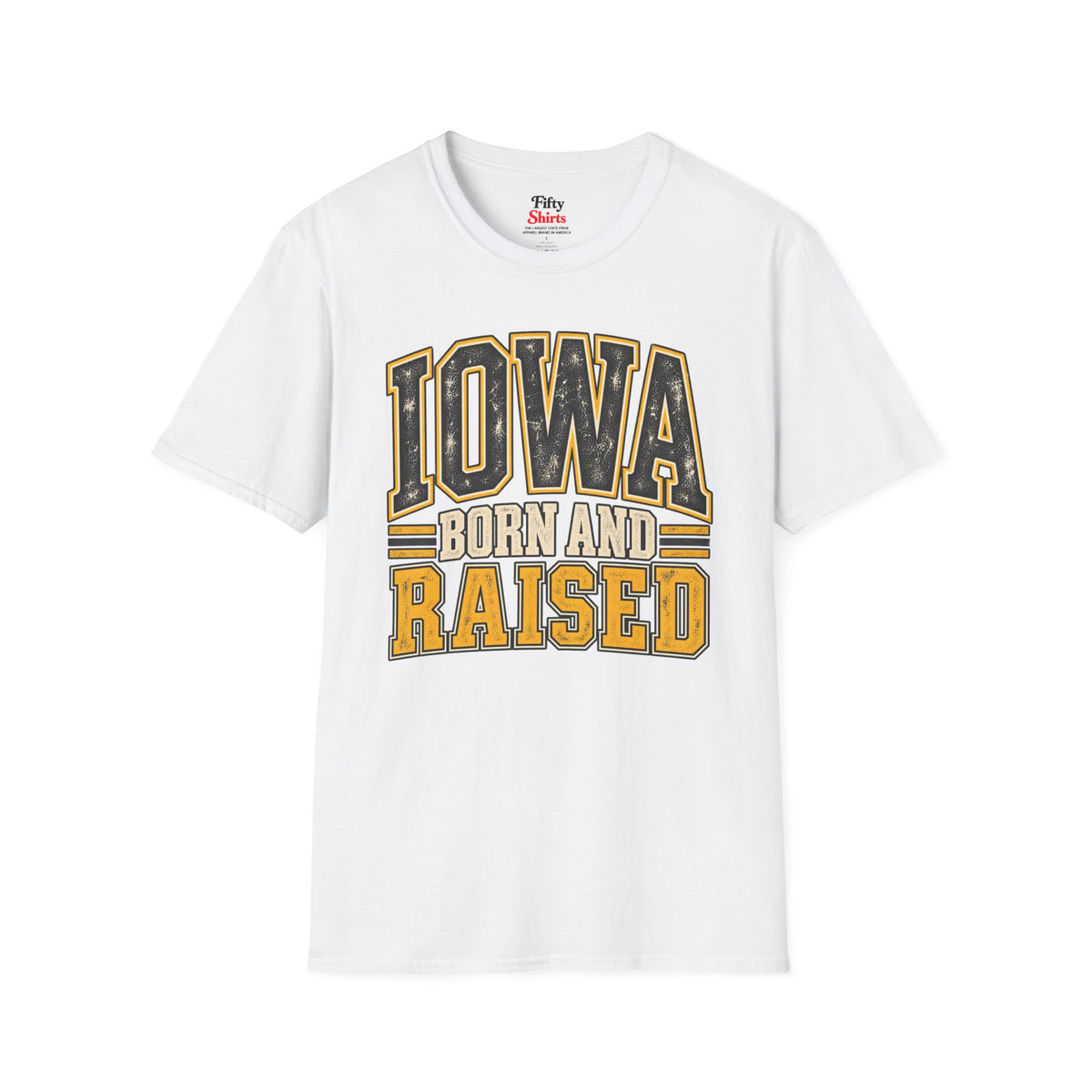Iowa Born and Raised Unisex Softstyle T Shirt State Name Graphic Tee