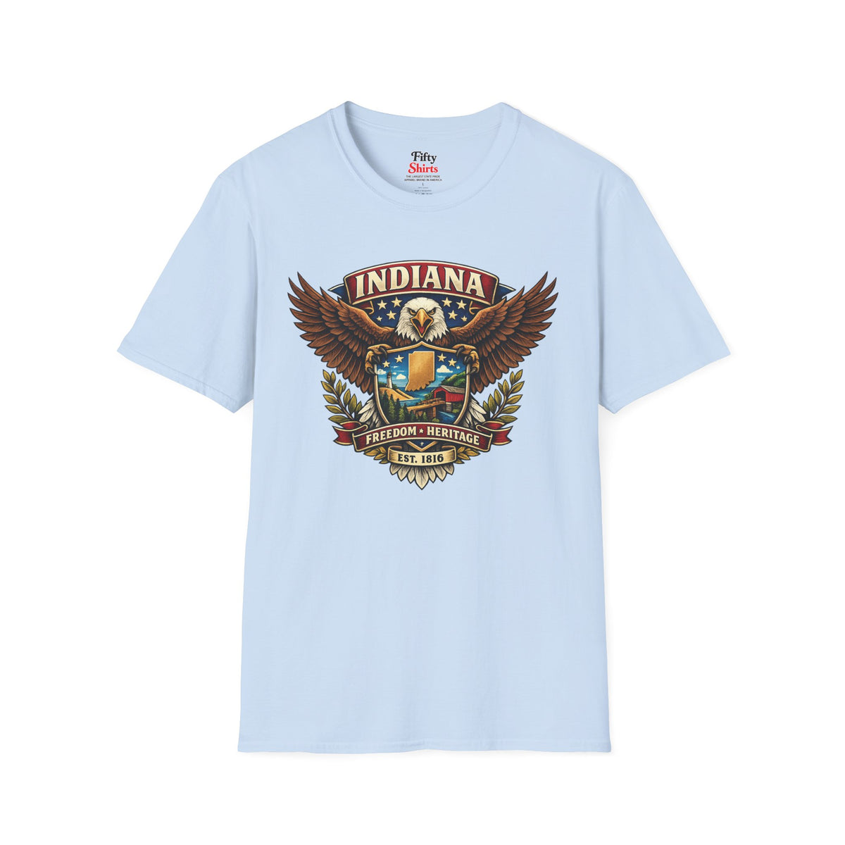 Indiana Americana Eagle Unisex Softstyle T Shirt State Pride Graphic Tee Collections FS03