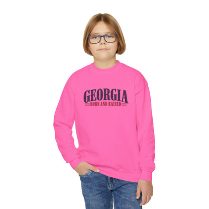Georgia Born and Raised Premium Heritage Unisex Youth Crewneck Sweatshirt