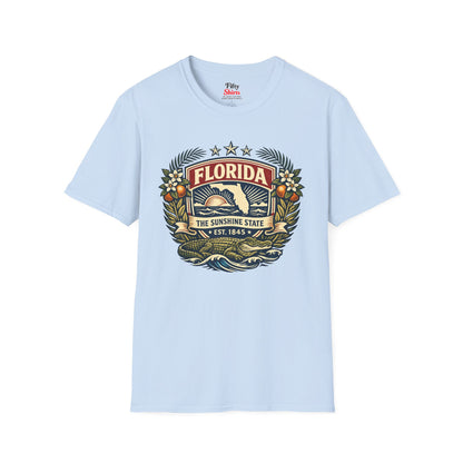 Florida Heritage Badge Unisex Softstyle T Shirt State Pride Graphic Tee Collections FS03