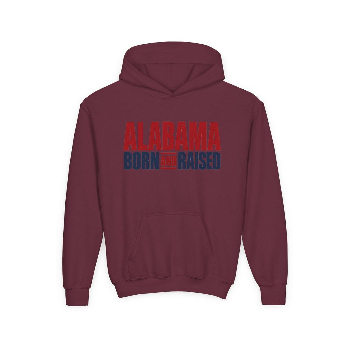 Alabama Born and Raised Minimal Heritage Unisex Youth Heavy Blend Hooded Sweatshirt Graphic