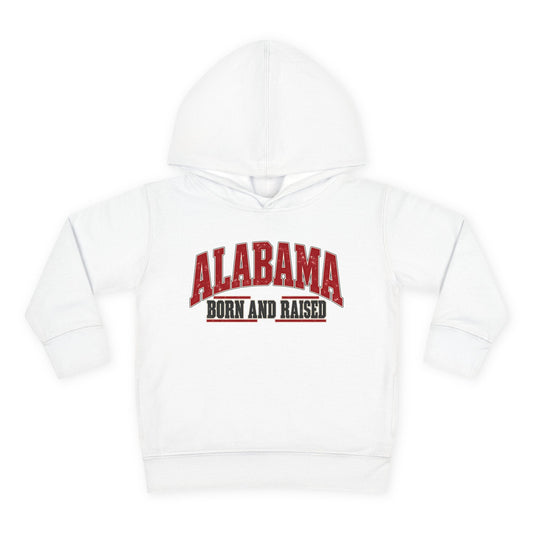 Alabama Born and Raised Bold Southern Americana Unisex Toddler Pullover Fleece Hoodie