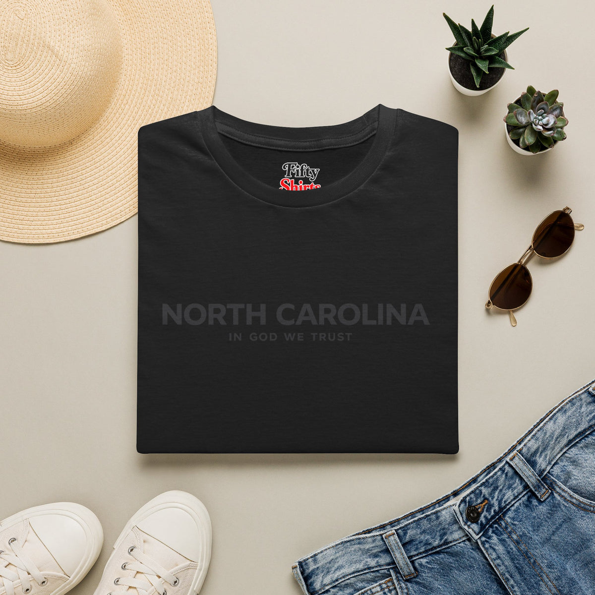 North Carolina All State In God We Trust Front Design Unisex Everyday Tee