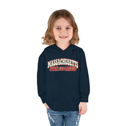 Massachusetts Born and Raised Retro 1970s Unisex Toddler Pullover Fleece Hoodie