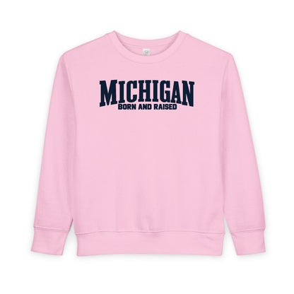 Michigan Born and Raised Classic Americana Unisex Toddler Sweatshirt