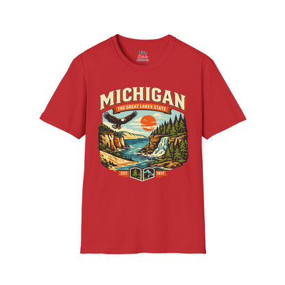 Michigan Great Lakes State Aventure Unisex Softstyle T Shirt State Pride Graphic Tee Collections FS03